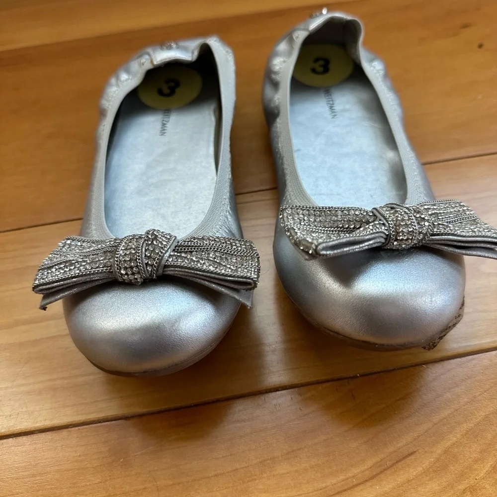 Stuart Weitzman Silver Shoes Kids Bow